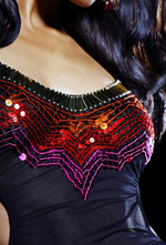 Эффектный комплект Carmen: топ и трусики (Размер: XL) (Цвет: черный с красным)