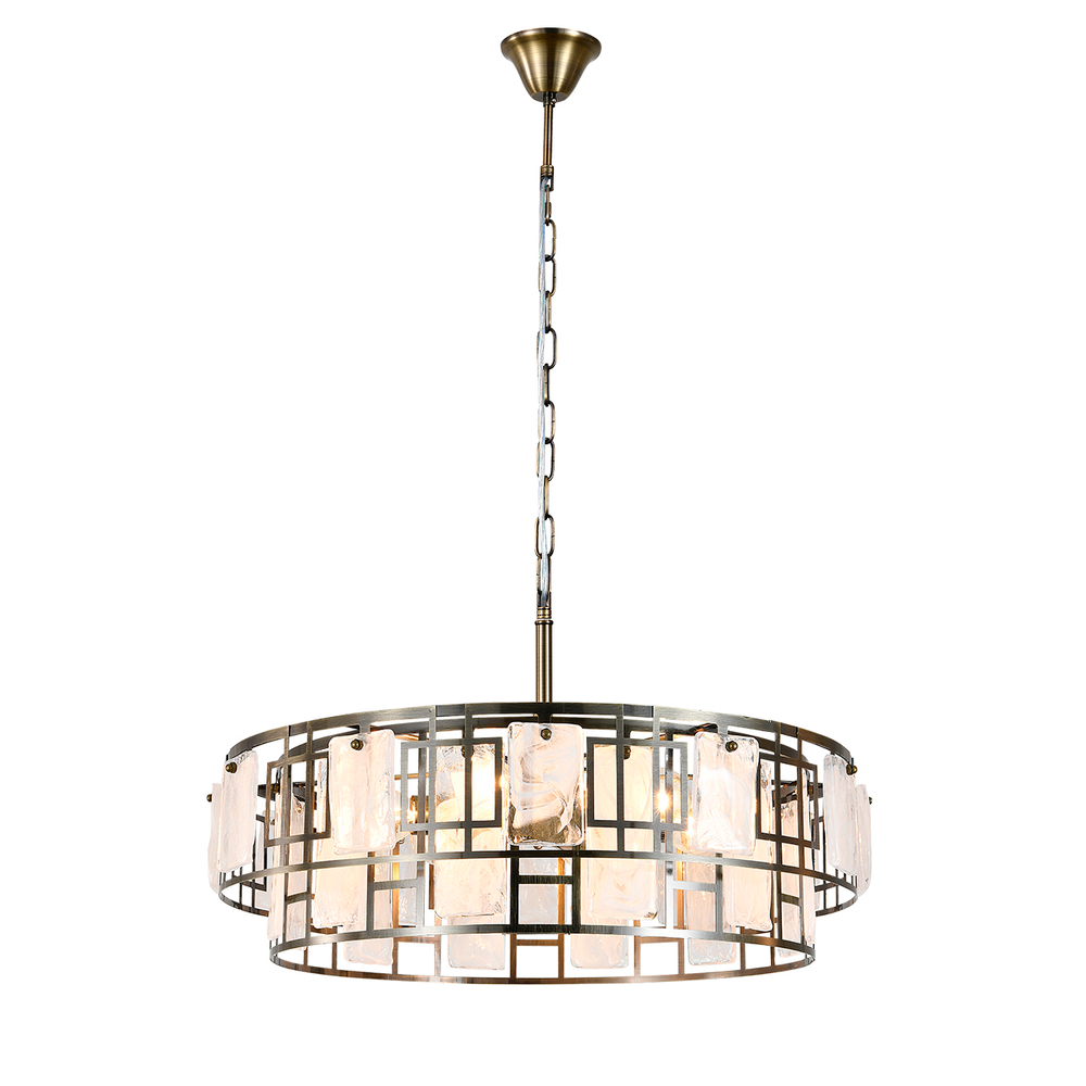 Люстра подвесная 6x40Вт E27, металл/стекло, бронза/белый матовый