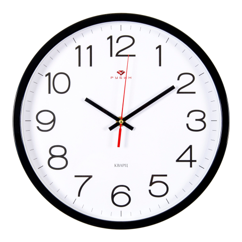 Часы 21 Bek настенные  3027 -121B круг d=30см,корпус черный "Классика" Рубин