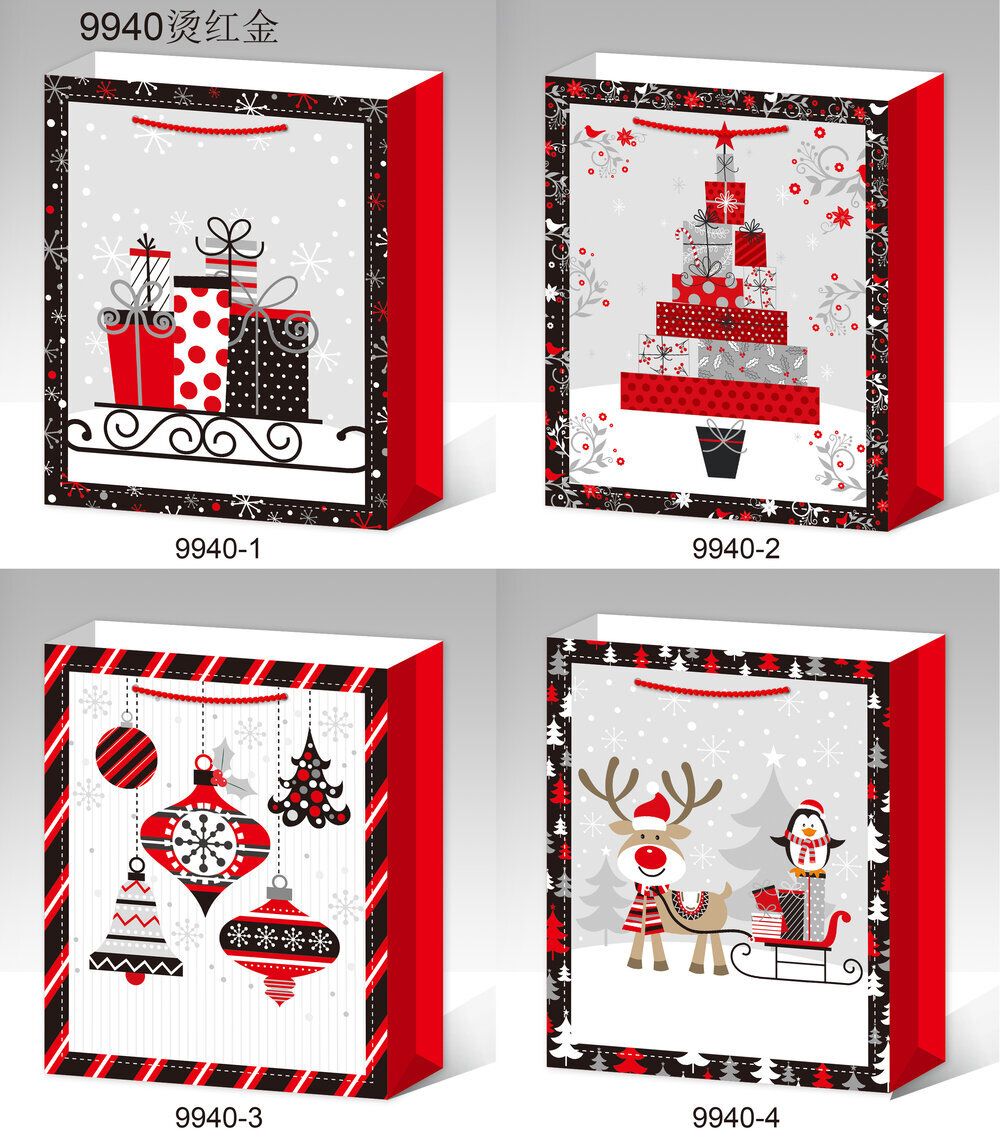 GAEM Пакет подарочный (бумага 210г/м2, блок 12шт), L26 W10 H32 см, 4в.