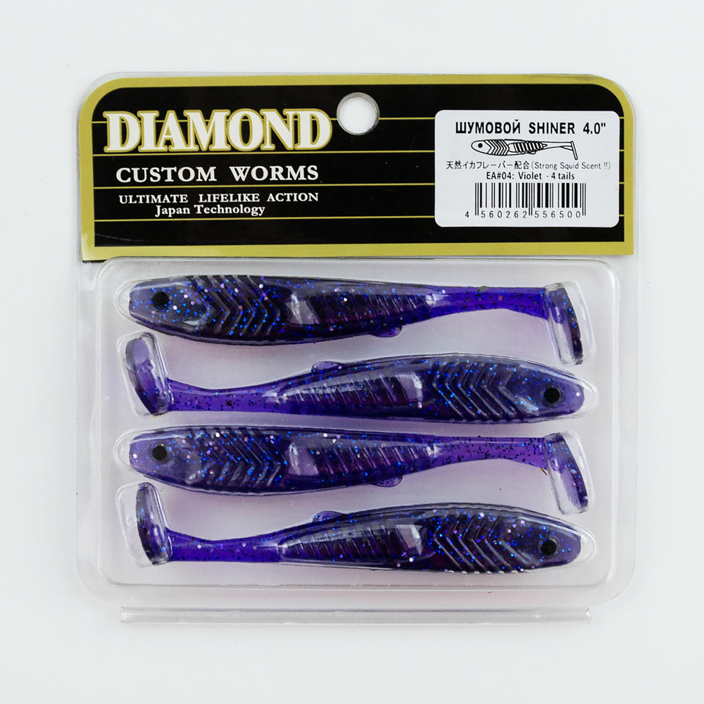 Виброхвост шумовой DIAMOND SHINER 4" (4шт/уп)