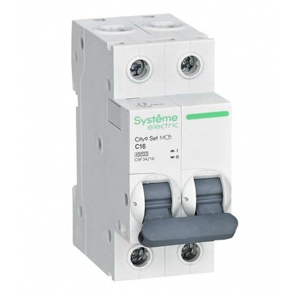 Автоматический выключатель City9 Set 16А С 2П 4,5кА Systeme Electric (автомат электрический) C9F34216