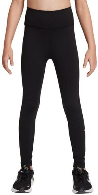 Брюки для девочек Nike Girls One Dri-FIT High-Waisted - черные/ярко-розовые
