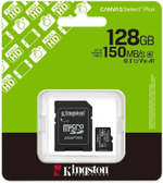 Карта памяти Kingston 128GB MicroSDXC Class 10 Canvas Select Plus (SDCS3/128GB) + SD адаптер 150мб/с.