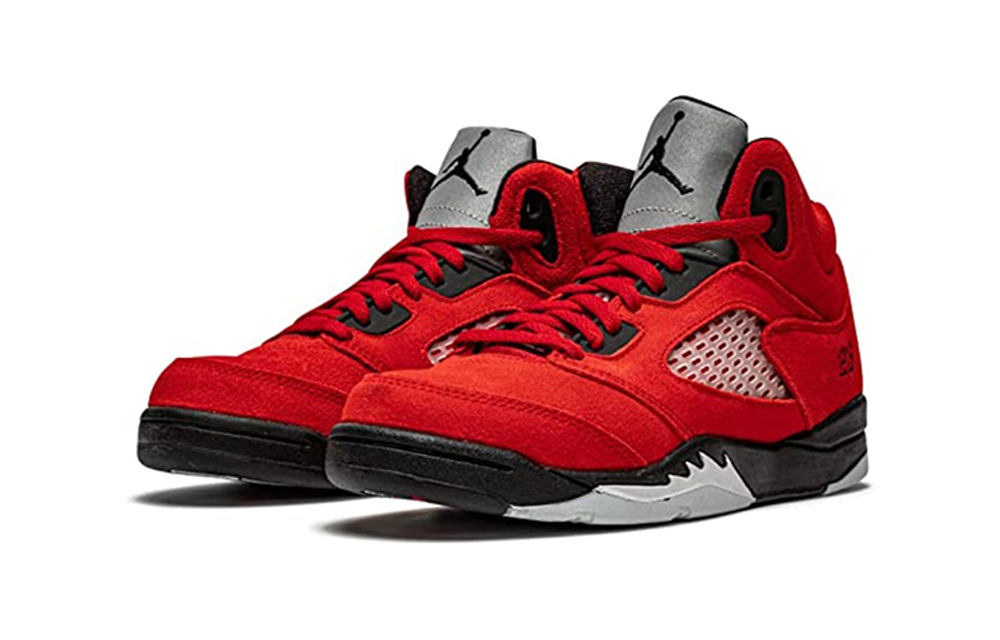 Middle-aged children Jordan Air Jordan 5 Retro "Toro Bravo" Angry Bull comfortable trend middle-aged children's basketball shoes black and red 2021 edition