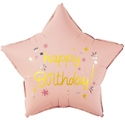 Фольга шар звезда Happy Birthday 18"/46 см Китай