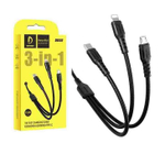 Кабель USB DENMEN D05E 3 в 1 для iPhone/Micro/Type C (белый) 1m