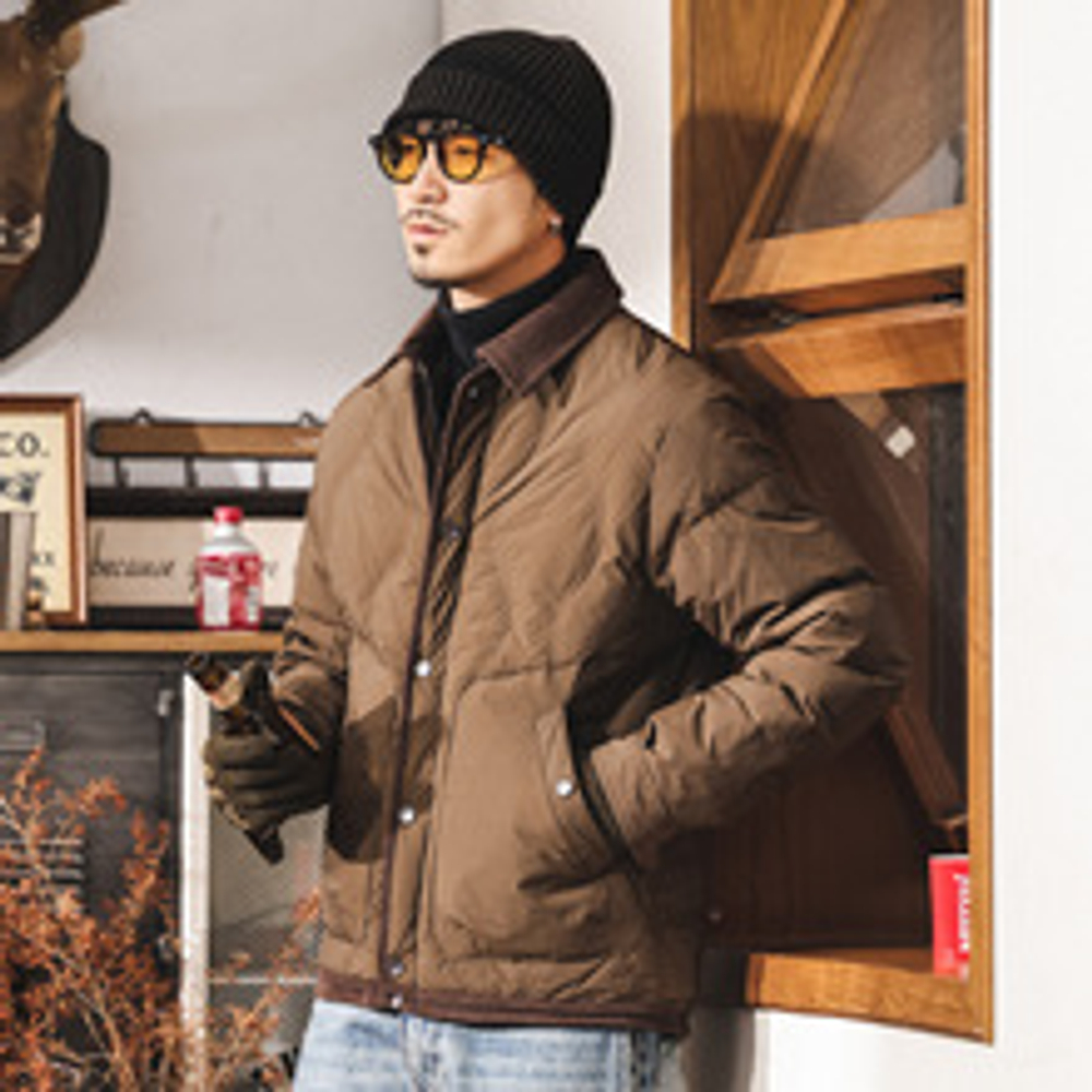 Пуховик с алмазным тиснением Американский ретро 90% утиный пух легкий мужской зимний теплый пуховик для мужчин