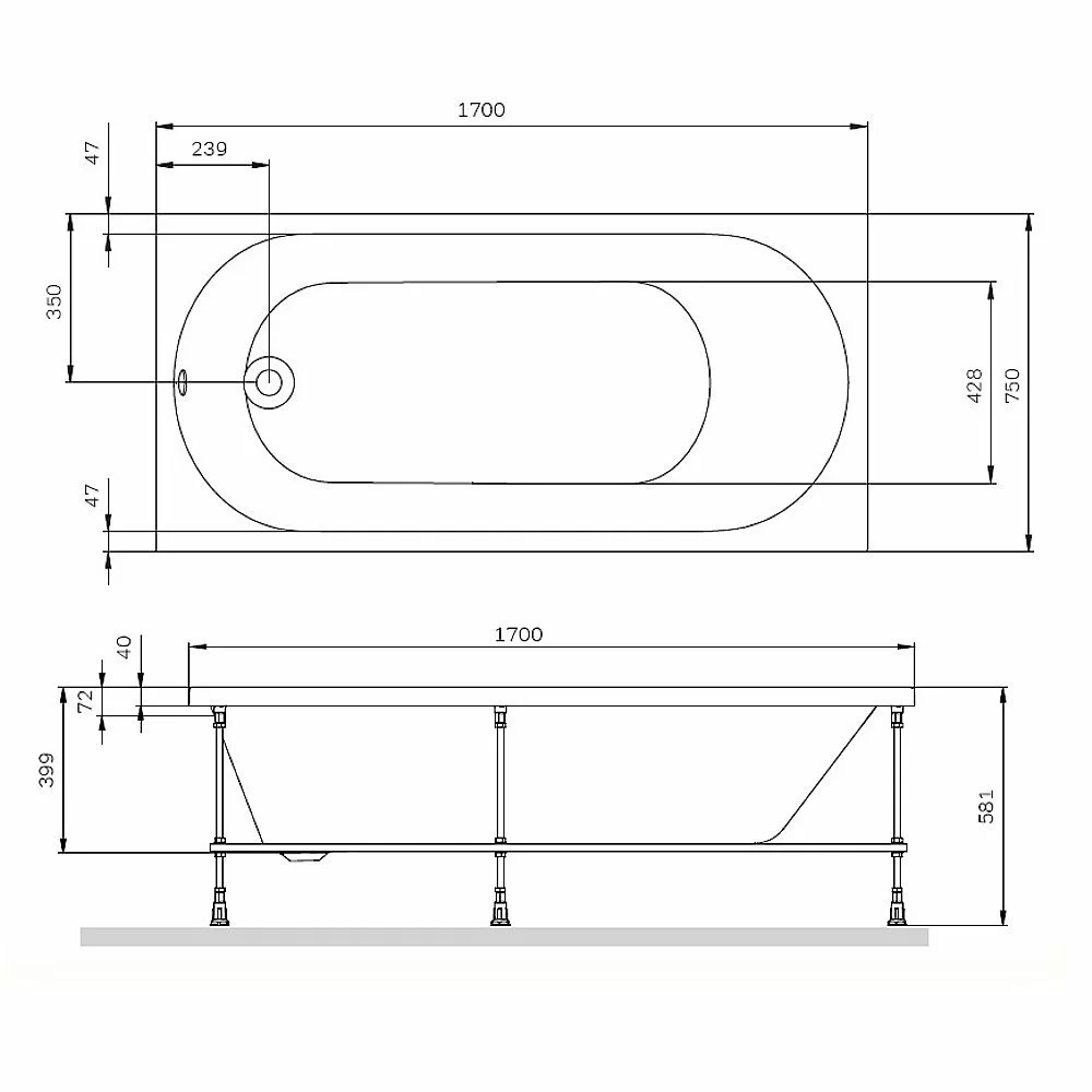 Ванна акриловая AM.PM X-Joy W94A-170-075W-A 170x75