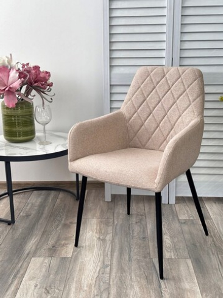 Стул М-City DISAUR Novara Barrel-09 Бежевый, ткань, Черный каркас