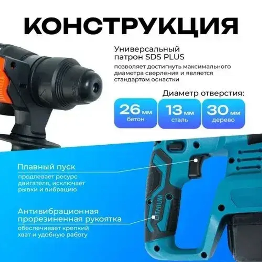 Набор аккумуляторного инструмента 3в1, шуруповерт, болгарка, перфоратор, 2 АКБ