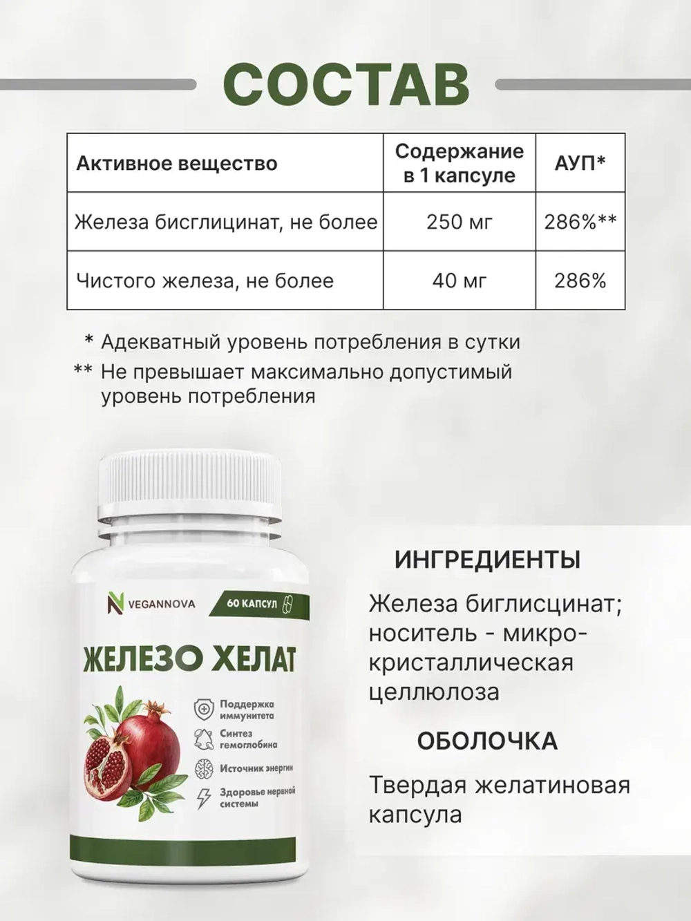 Железо Хелат 60кап