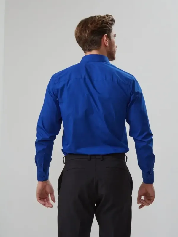 Рубашка приталенная SLIM FIT с длинным рукавом, синяя