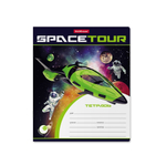 Тетрадь 12л., линия, Erich Krause, скрепка, блок офсет, мелован. картон "Space Tour", ассорти
