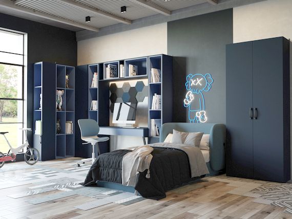 Бостон ПМ-421.25 Стеллаж Голубой, Синий