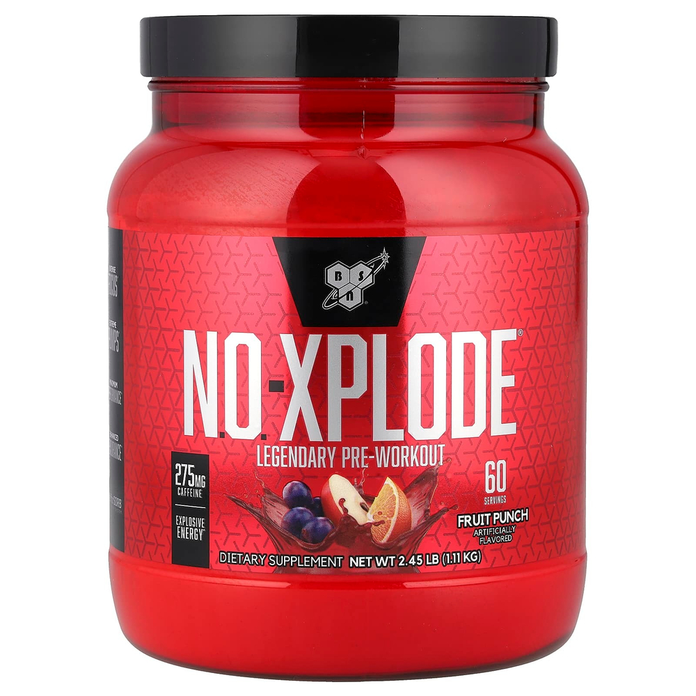 BSN, NO-Xplode®, легендарный предтренировочный комплекс, фруктовый пунш, 1,11 кг (2,45 фунта)