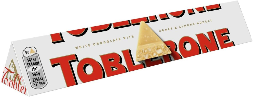 Toblerone White — белый шоколад в плитках, 100 г (3 штуки) - TOBLERONE