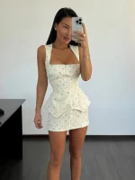 Платье мини Синди Василек, Молочный