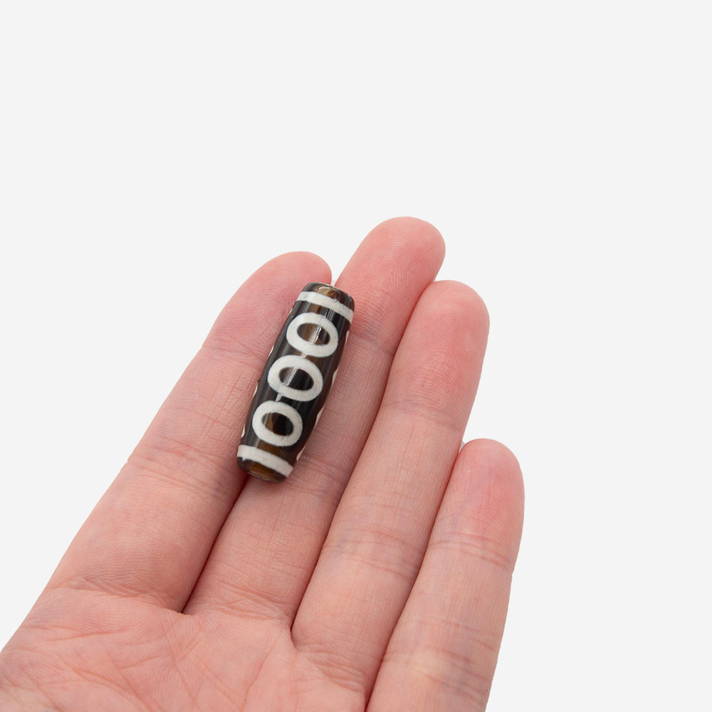 Бусина Дзи "Пять глаз" из агата, 30*10мм, черный