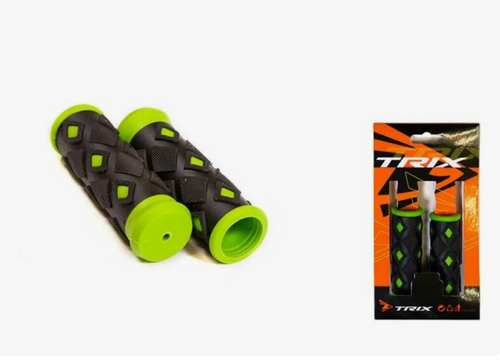 Грипсы TRIX,  для детских велосипедов, резиновые, 95мм, черно-зеленые (100)