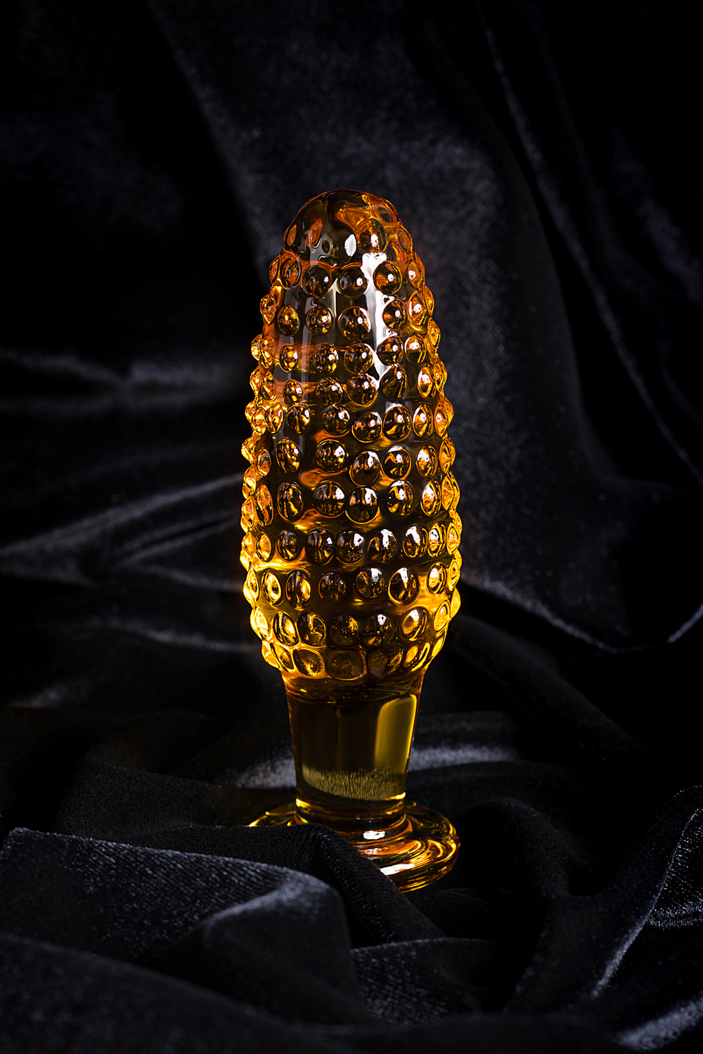 Анальный массажер стеклянный желтый 12 см