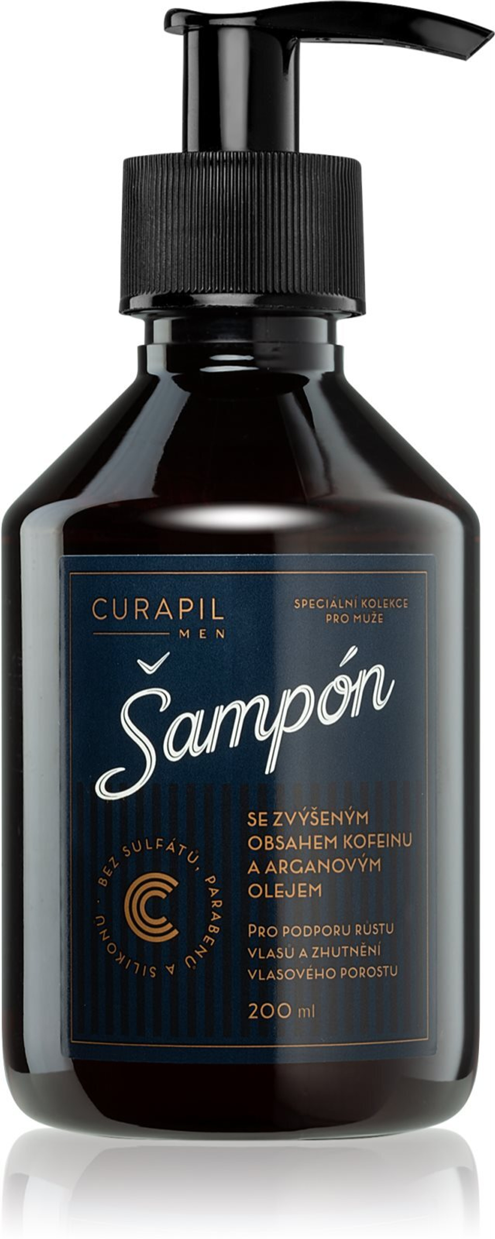 Curapil Men - шампунь с кофеином для мужчин для усиления роста волос /   200  ml  / GTIN 8594184520055