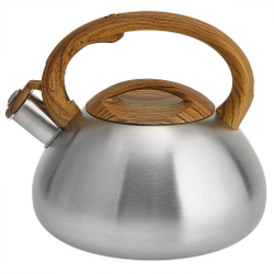 Чайник со свистком 3 л из нержавеющей стали, индукционное дно WEBBER BE-0593 сатин, дерево