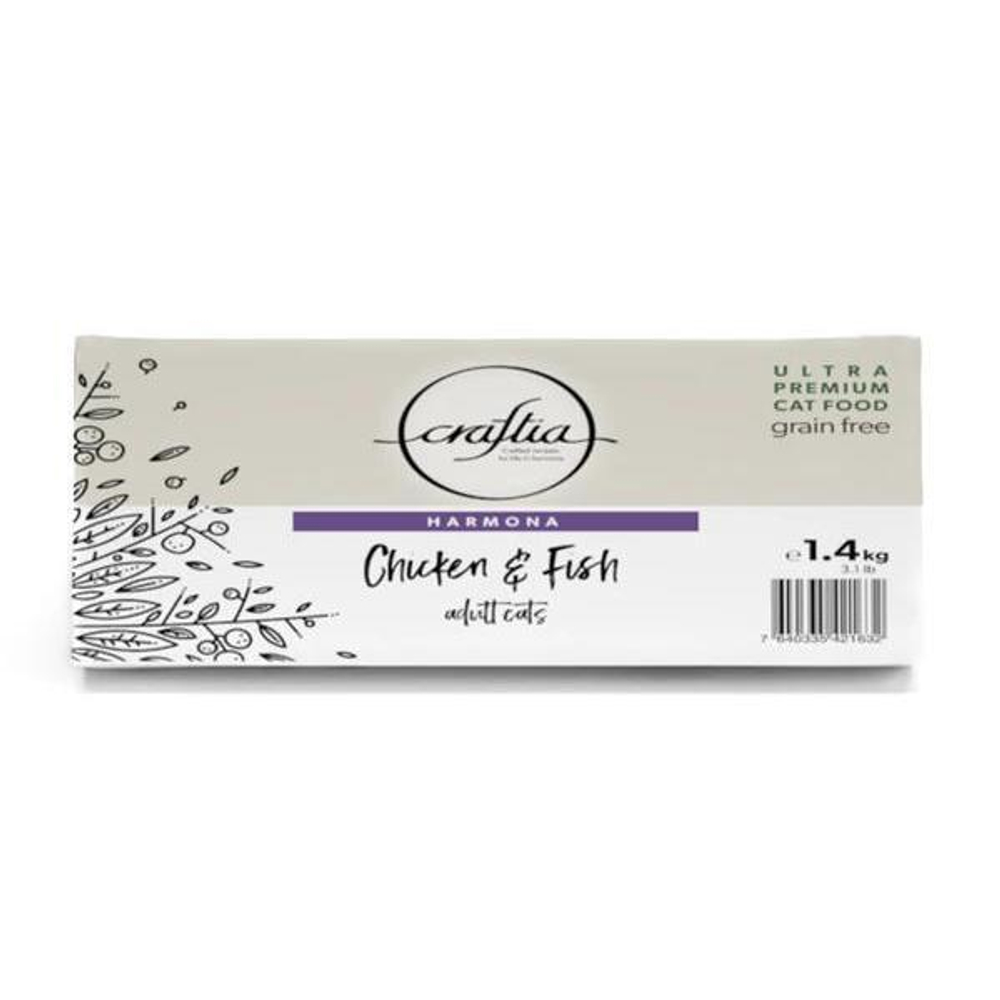 Корм для кошек Craftia Harmona, 1.4 кг, курица и рыба