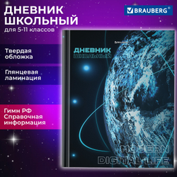 Дневник 5-11 класс 48 л., твердый, BRAUBERG, глянцевая ламинация, с подсказом, "Интернет", 106869