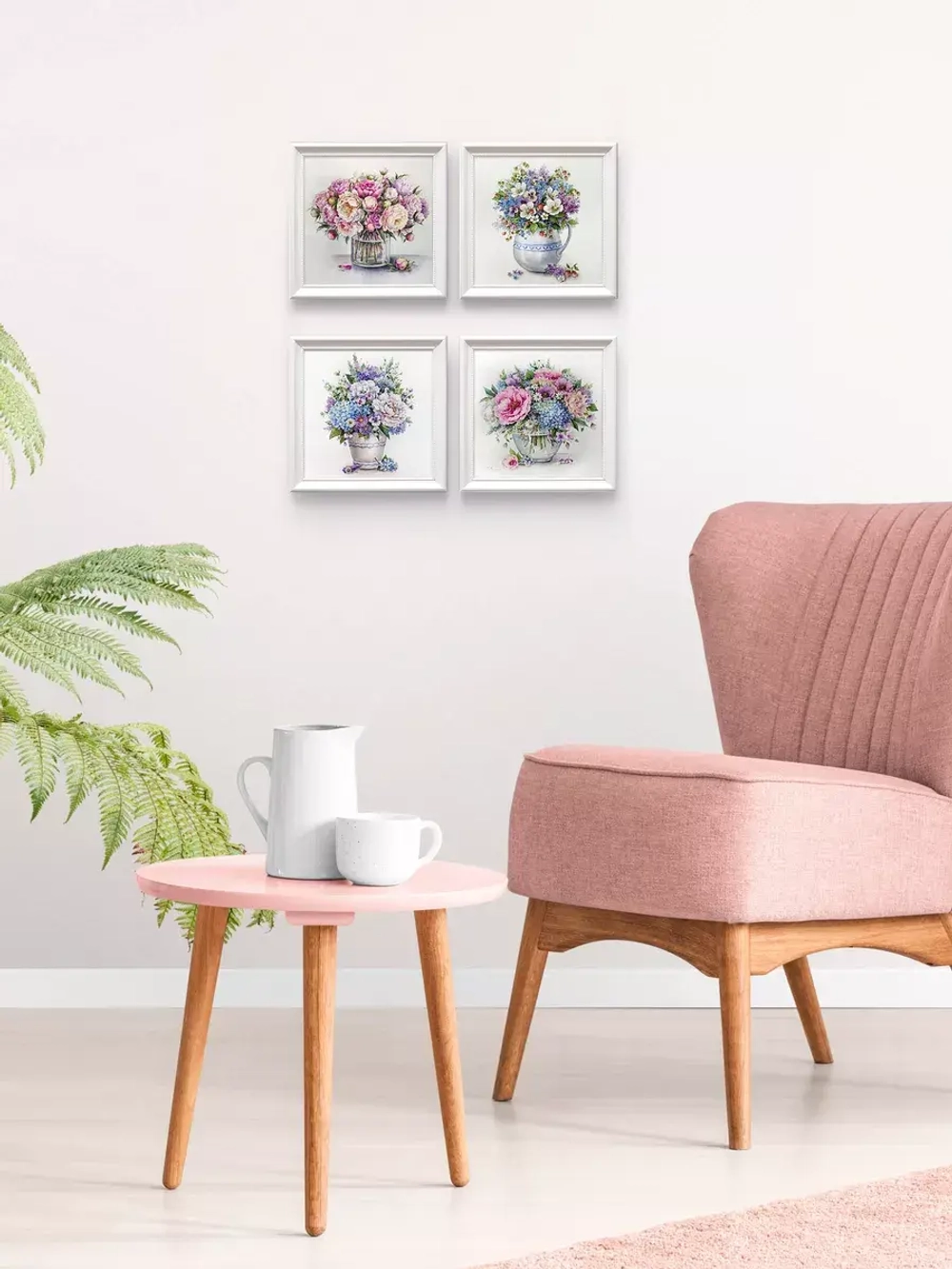 Картины на стену интерьерные на холсте 4 шт, 23*23 см