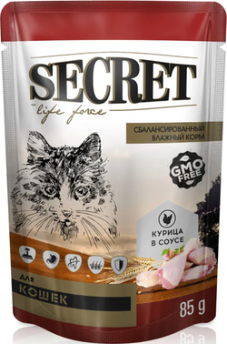 Secret Life Force паучи 85г. для кошек Курица в соусе