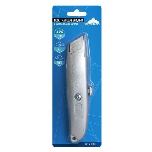 НОЖ ТРАПЕЦИЕВИДНЫЙ В МЕТАЛ. КОРПУС VERTEXTOOLS (12/ 144)