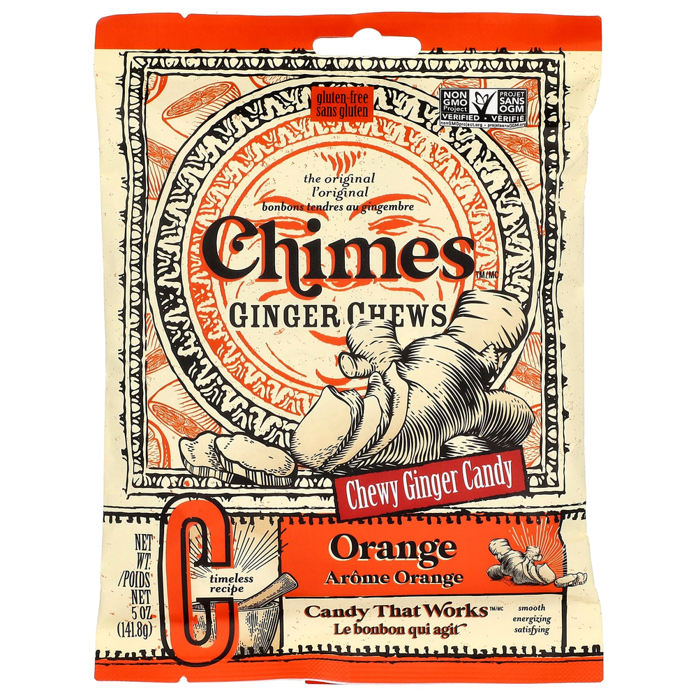 Chimes, жевательные таблетки с имбирем, со вкусом апельсина, 141,8 г (5 унций)