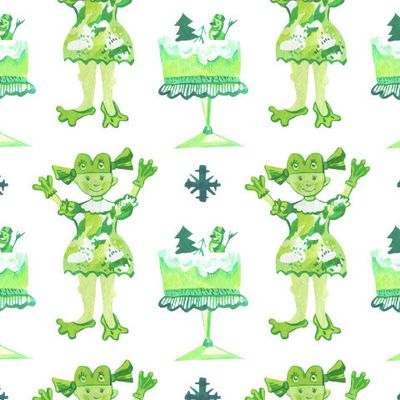 Бесшовный акварельный принт зелёным рождеством