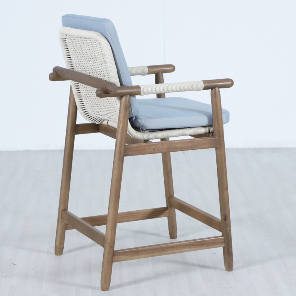 Комплект барной мебели на 4 персоны Tagliamento Apoyo, грецкий орех, голубой