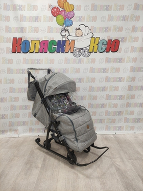 Санки-коляски Galaxy Snow kids 3-3С джинс серый