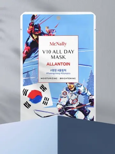 MCNALLY - МАСКА ТКАНЕВАЯ ДЛЯ ЛИЦА С АЛЛАНТОИНОМ V10 ALL DAY MASK ALLANTOIN, 25 ML