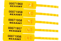 Номерная пломба для опечатывания REXANT пластиковая 255 мм желтая 50 шт 07-6122