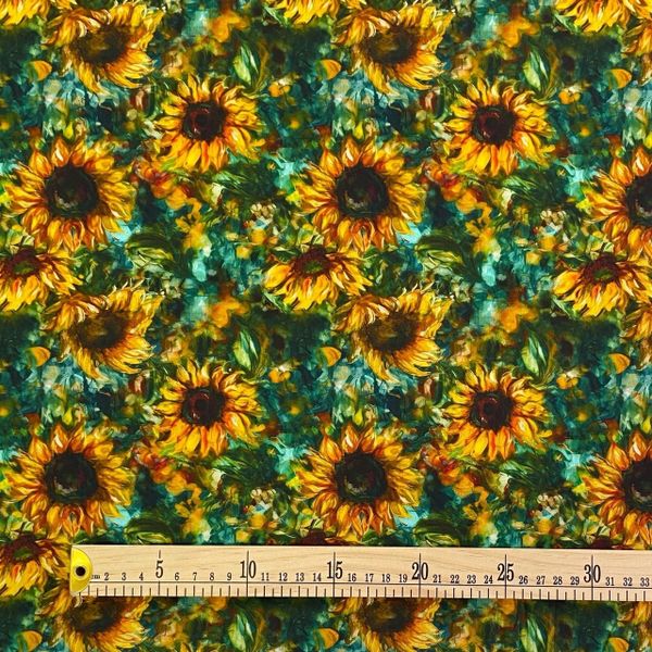 ПОДСОЛНУХИ НА ЗЕЛЕНОМ, 100% хлопок Handmade Fabrics 2