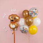 Шар (18''/46 см) Круг, С Днем Рождения (собачки), 1 шт.