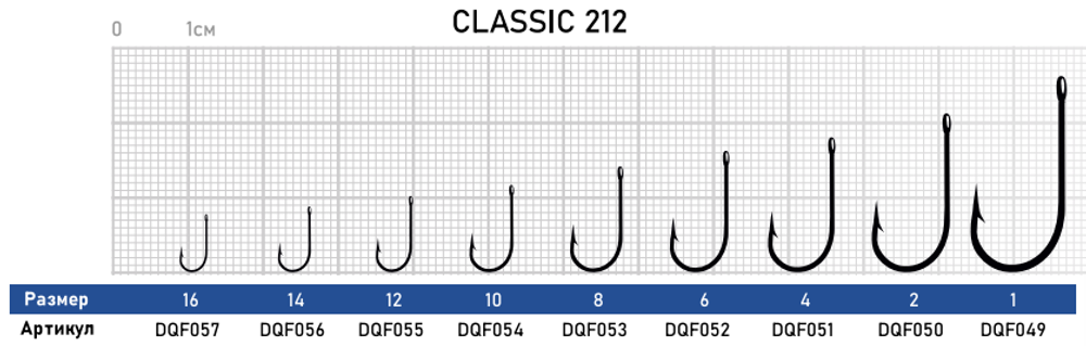 Крючок Dunaev Classic 212 #14 (упак. 9 шт)