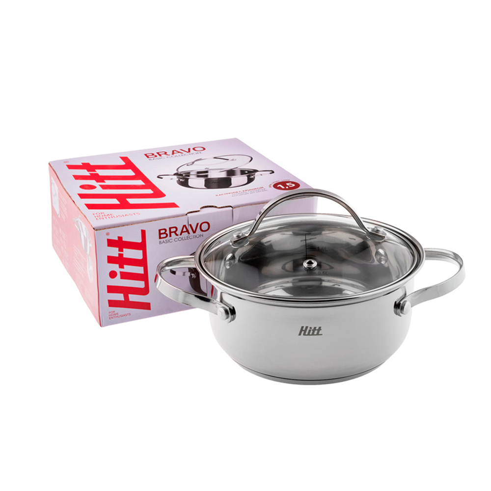 Кастрюля HITT Bravo 1,5 л со стекл. крышкой