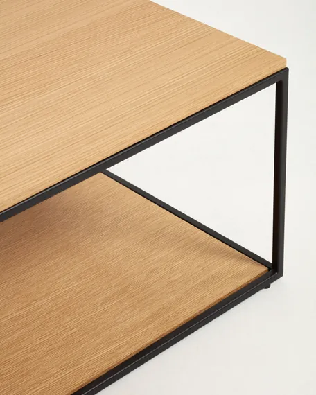 Yoana Журнальный столик из дубового шпона и черного металла 110 x 60 см