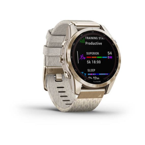 Умные часы Garmin Fenix 7S Sapphire Solar титановый кремовый с нейлоновым ремешком