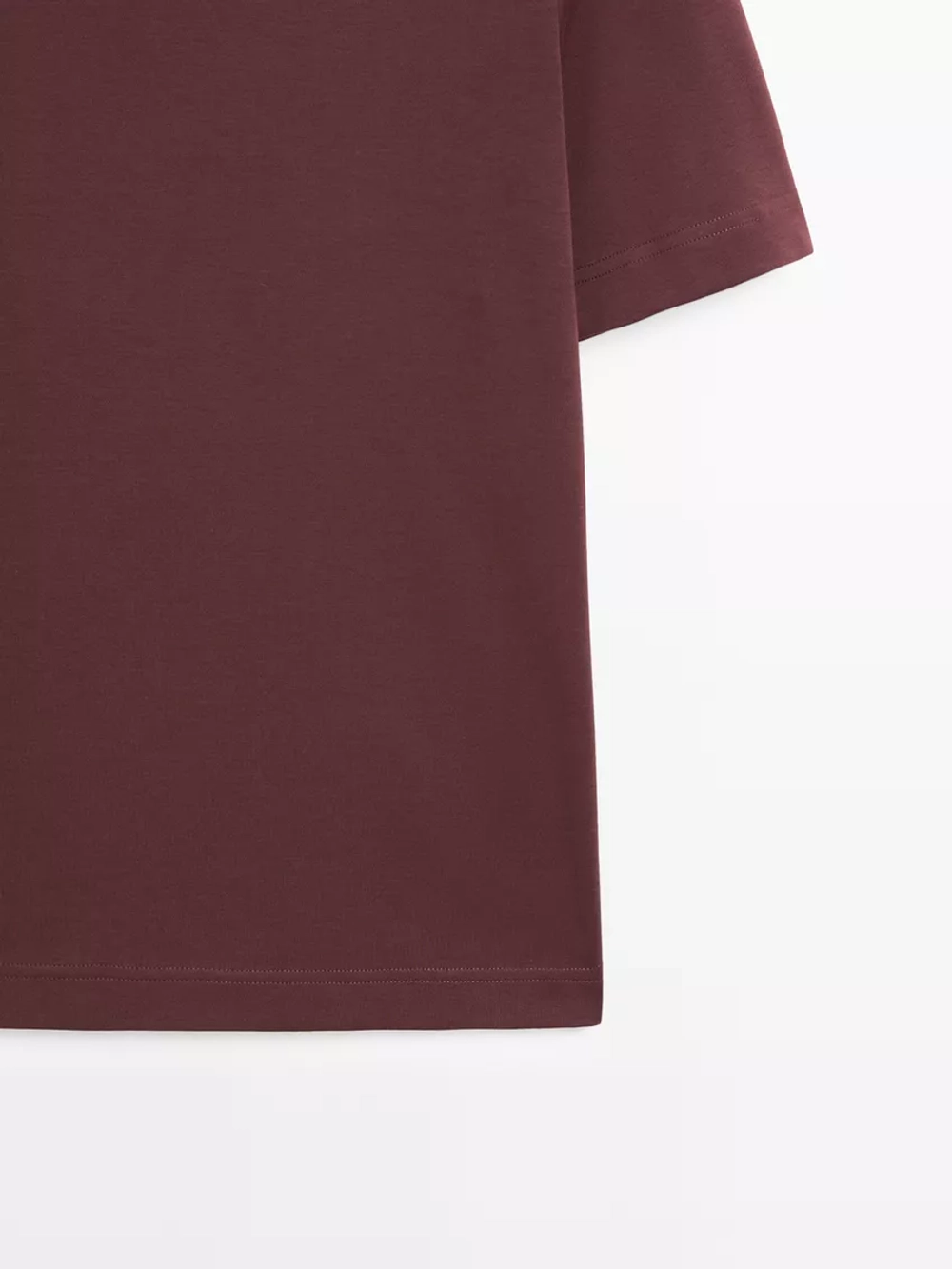 Massimo Dutti Футболка с коротким рукавом из 100% хлопка, бургунди