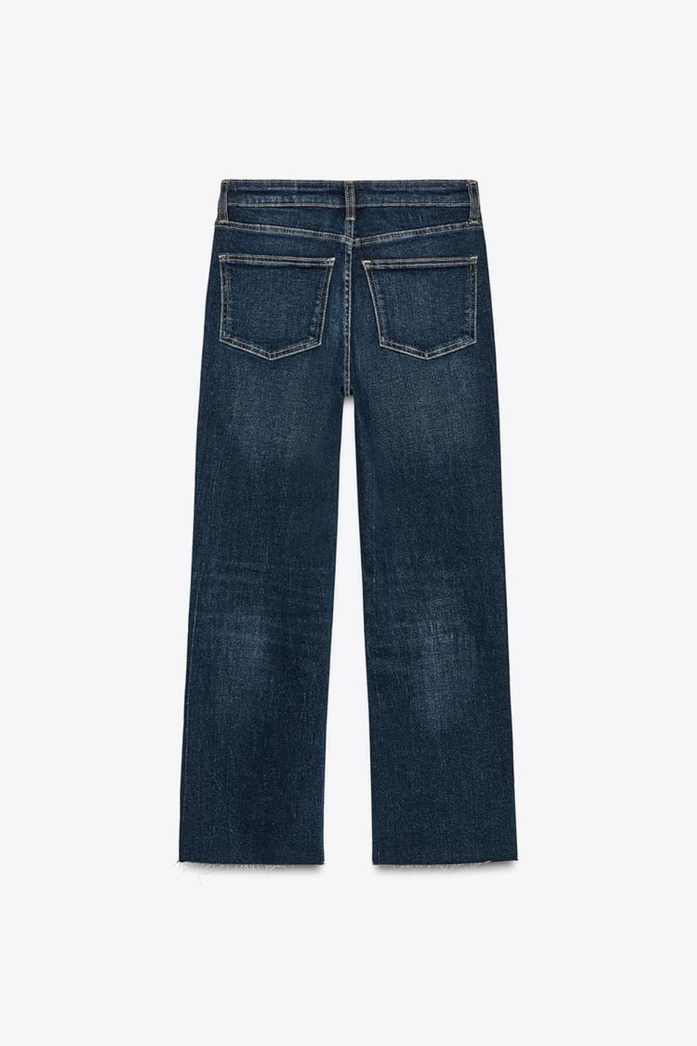 ZARA ДЖИНСЫ TRF CROPPED FLARE С ВЫСОКОЙ ПОСАДКОЙ, ТЕМНО-СИНИЙ