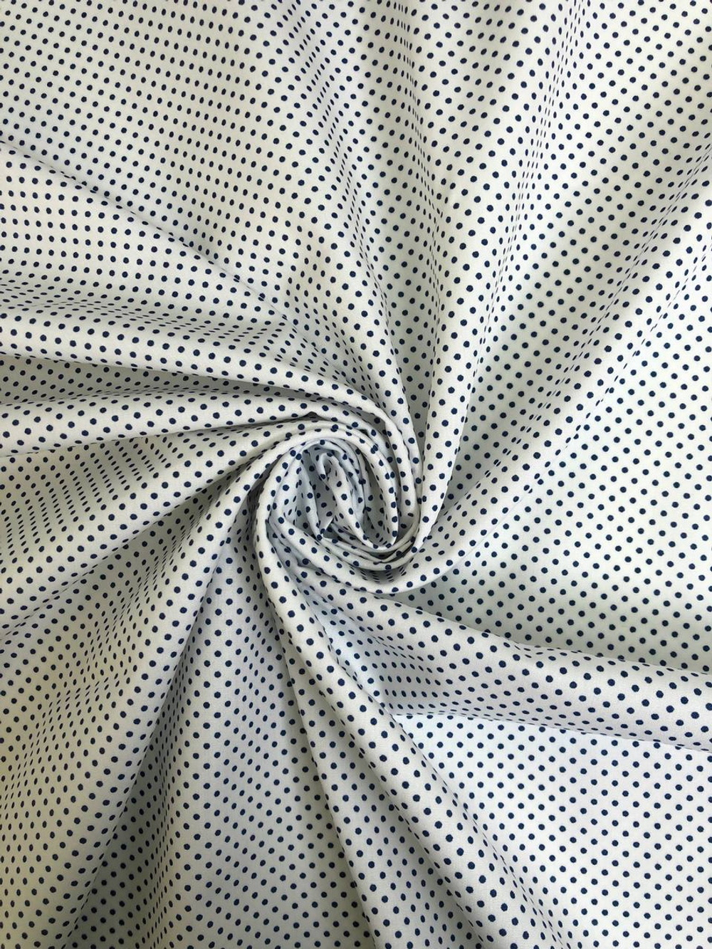 Коттон сорочка принт горох мелкий, белый/черный NB#63