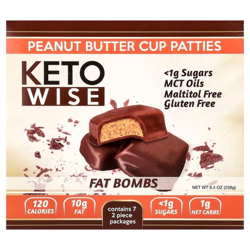 Keto Wise, Fat Bombs, конфеты с арахисовой пастой, 7 упаковок по 34 г (1,2 унции)
