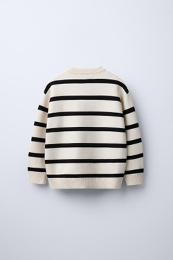 ZARA СВИТЕР ИЗ МЯГКОГО ТРИКОТАЖА, БЕЛЫЙ/ЧЕРНЫЙ