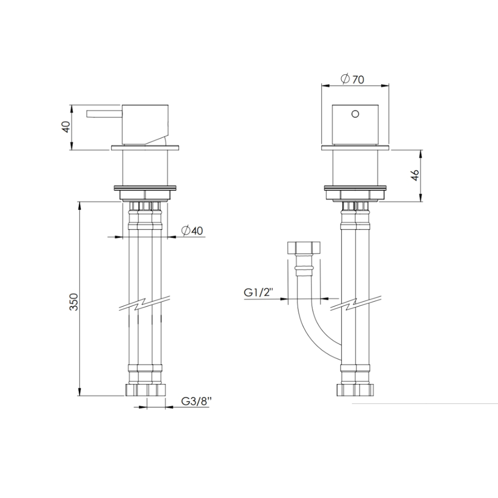 Смеситель для раковины на столешницу HAPA C35 (цвет - медь матовая BCuV) COM.0001.BCuV